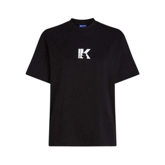 Karl Lagerfeld KLJ Slim SS K Logo Tee - Dames - T-shirts - Zwart - L - Katoen - Tops