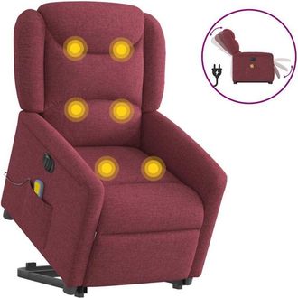 vidaXL Sill&oacute;n De Masaje El&eacute;ctrico Reclinable Elevable Tela Rojo Tinto Vidaxl