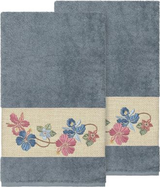 Linum Home Textiles 100% Turkish Cotton Caroline 2Pc Embellished Bath Towel Set