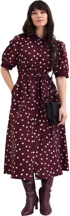 Phase Eight Delphine Printed Puff Sleeve Midi Dress in Burgundy at Nordstrom, Size 10