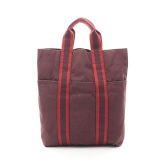 Herm&egrave;s Bordeaux Red Color Canvas Tote Bag (Pre-Owned)
