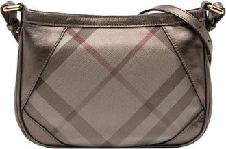 Burberry Pre-owned Vintage Check en Lederen Crossbody Tas - Dames - Vintage Schoudertas - Bruin - ONE Size - Leer - Vintage