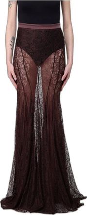 Elisabetta Franchi Gonna lunga in pizzo - - Skirts - Donna - Marrone - M