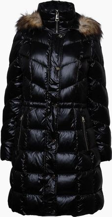 DKNY Womens Zip Front Waisted Down Jacket - Black - Size: 18/16