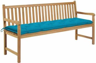 vidaXL Panca da Giardino con Cuscino Azzurro 175 cm Massello di Teak vidaXL