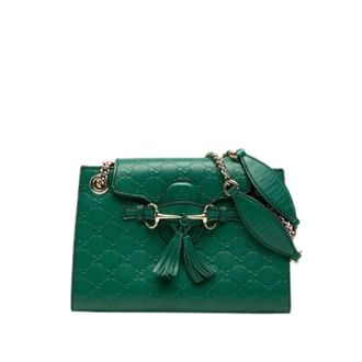 Gucci Pre-owned Emily Guccissima Leather Chain Shoulder Bag - Dames - Pre-owned - Groen - Maat: ONE Size Leer