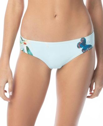 Vince Camuto Garden Paradise Printed Shirred Cheeky Bikini Bottoms In Mist