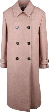 Stella McCartney Dubbelbreasted wollen jas - Dames - Mantel - Roze - S - Wol - Jassen