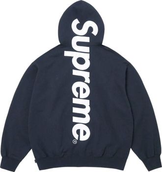 SUPREME SS26 Satin Appliqu&eacute; Hooded Sweatshirt Navy SUP-SS26-191-NVY