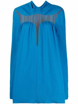 Stella McCartney transparent-panel short dress - women - Viscose - 40 - Blue