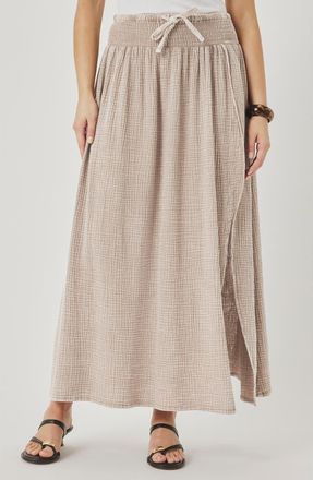 Splendid Ava Tie Waist Gauze Maxi Skirt in Light Wicker Brown at Nordstrom, Size Medium