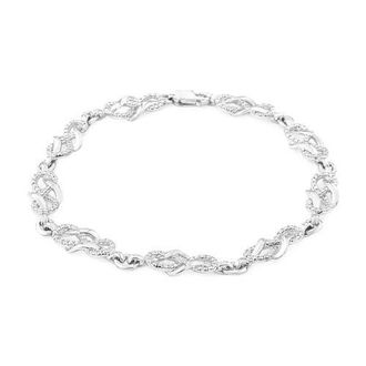 House of Brilliance Silver Prong Set Diamond Accent Infinity Weave Link Bracelet in White at Nordstrom