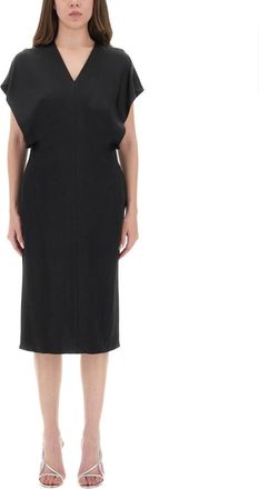 Stella McCartney Black V Neck Midi Dress