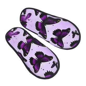 Generic Purple Butterflies Men Women House Shoes Breathable House Slippers Soft Slippers For Outdoor Winter Bedroom L