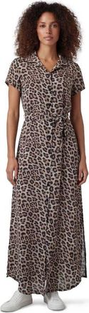 Lords of Harlech Leopard Womens Linen Shirt Dress in Leopard Brown at Nordstrom, Size Xx-Large