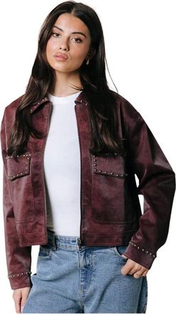 Colourful rebel Jo Suede Studded Worker Jacket - Dames - Jassen - Rood - Maat: S Su&egrave;de