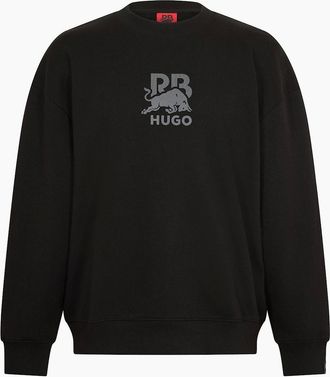 HUGO BOSS Mens Crew Neck Ribbed Collar Long Sleeve Sweatshirt - Black - Size: 38