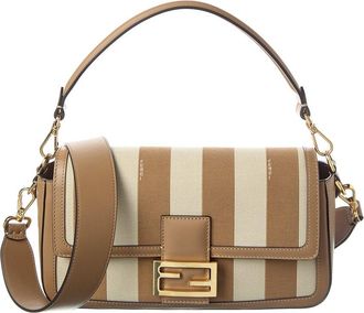 Fendi Baguette Canvas & Leather Shoulder Bag