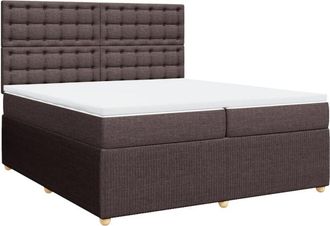 vidaXL Vidaxl - Cama Box Spring Con Colch&oacute;n Tela Marr&oacute;n Oscuro 200x200 Cm