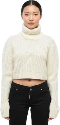 Dsquared2 White Knitted Turtle Neck Sweater
