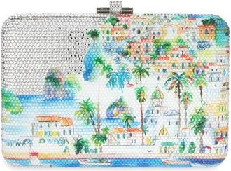 Judith Leiber Slim Slide Tropical Crystal Embellished Clutch in Silver Rhine Multi at Nordstrom