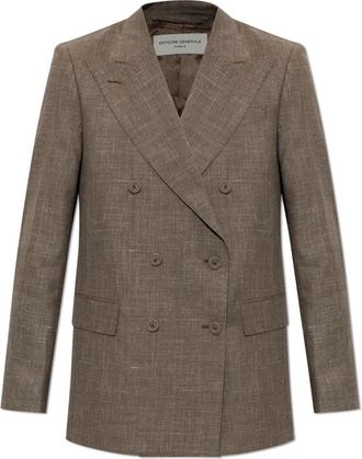 Officine G&eacute;n&eacute;rale Sandra Wollen Blazer - Dames - Blazers - Bruin - XL - Wol - Jassen