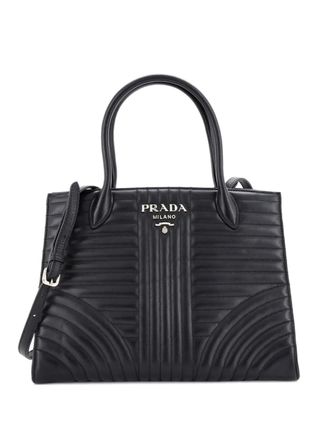 Prada Convertible Open Diagramme Quilted Leather Medium tote bag - Black