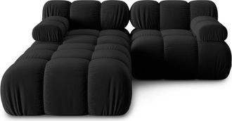 MICADONI Sofá modular 3 plazas de terciopelo negro