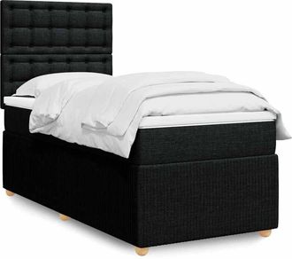 vidaXL Cama Box Spring Con Colch&oacute;n Tela Negro 90x190 Cm Vidaxl