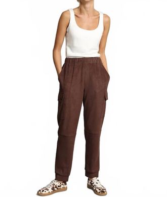 Lola & Sophie Vegan Suede Cargo Pant In Coco