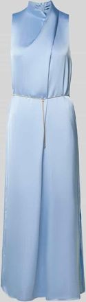 HUGO BOSS Tailliertes Cocktailkleid mit Taillenkette Modell KEWINA in Hellblau, Gr&ouml;&szlig;e 34