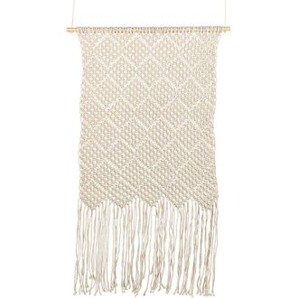 Beliani Beliani - Decoraci&oacute;n De Pared De Algod&oacute;n Beige 56 X 90 Cm Hecho A Mano Macram&eacute; Okara