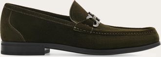 Ferragamo Men Gancini ornament moccasin Green Size 10.5