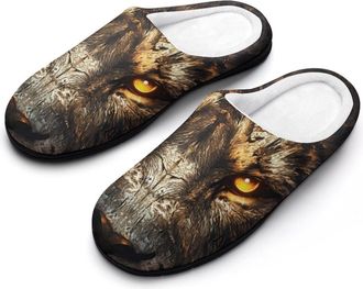 Generic Artistic And Lion Mens Soft Cotton Slippers with Memory Foam Anti-skid House Shoes for Travel Indoor Outdoor
