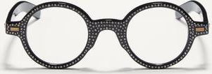 Valentino Bizarre Circle Glasses with Crystals in Acetate unisex BLACK/CRYSTAL 43