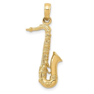 Diamond2Deal 14k Yellow Gold Solid Polished 3-D Saxophone Charm