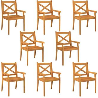 vidaXL Outdoor Dining Chairs 8 pcs Solid Wood Acacia vidaXL
