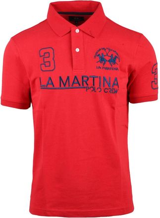 La Martina Red Men Cotton Polo