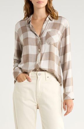 Rails Hunter Plaid Button-Up Shirt in Dove Brown at Nordstrom, Size Large