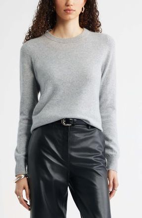 Nordstrom Crewneck Cashmere Sweater in Grey Silk Heather at Nordstrom, Size Xx-Large