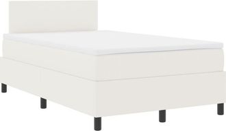 vidaXL vidaXL Box Spring Bed with Mattress & LED Cream 120x200 cm Corduroy Fabric