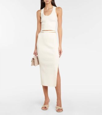 Jonathan Simkhai Orion Compact Rib Midi Skirt In Ivory