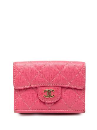 Chanel 2018-2019 CC Quilted Caviar Compact Flap Wallet small wallets - women - Caviar Leather - One Size - Pink