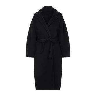 Alberta Ferretti Long Black Wool-Cashmere Blend Coat