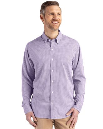 Cutter & Buck Skyline Epic Confidence Gingham Mens Big & Tall Long Sleeve Dress Shirt