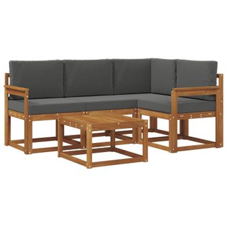vidaXL Conjunto De Sof&aacute;s De Exterior 5 Pcs Natural Y Antracita Vidaxl
