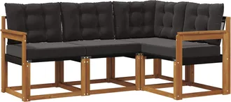 vidaXL Conjunto De Sof&aacute;s De Exterior 4 Uds. Natural Y Negro Vidaxl