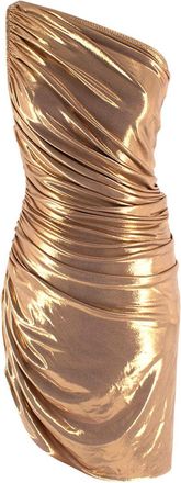 Norma Kamali Gold Lame Diana Mini Dress Size XS
