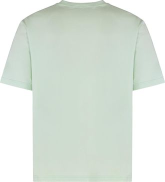 Palm Angels Mens Cotton T-Shirt With Logo Green T-Shirts And Polos