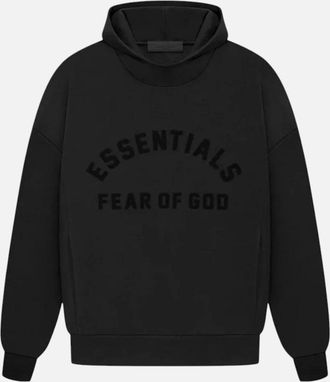 Fear of God Mens Fear Of God Jet Black Arch Logo Essentials Hoodie - Size: 42
